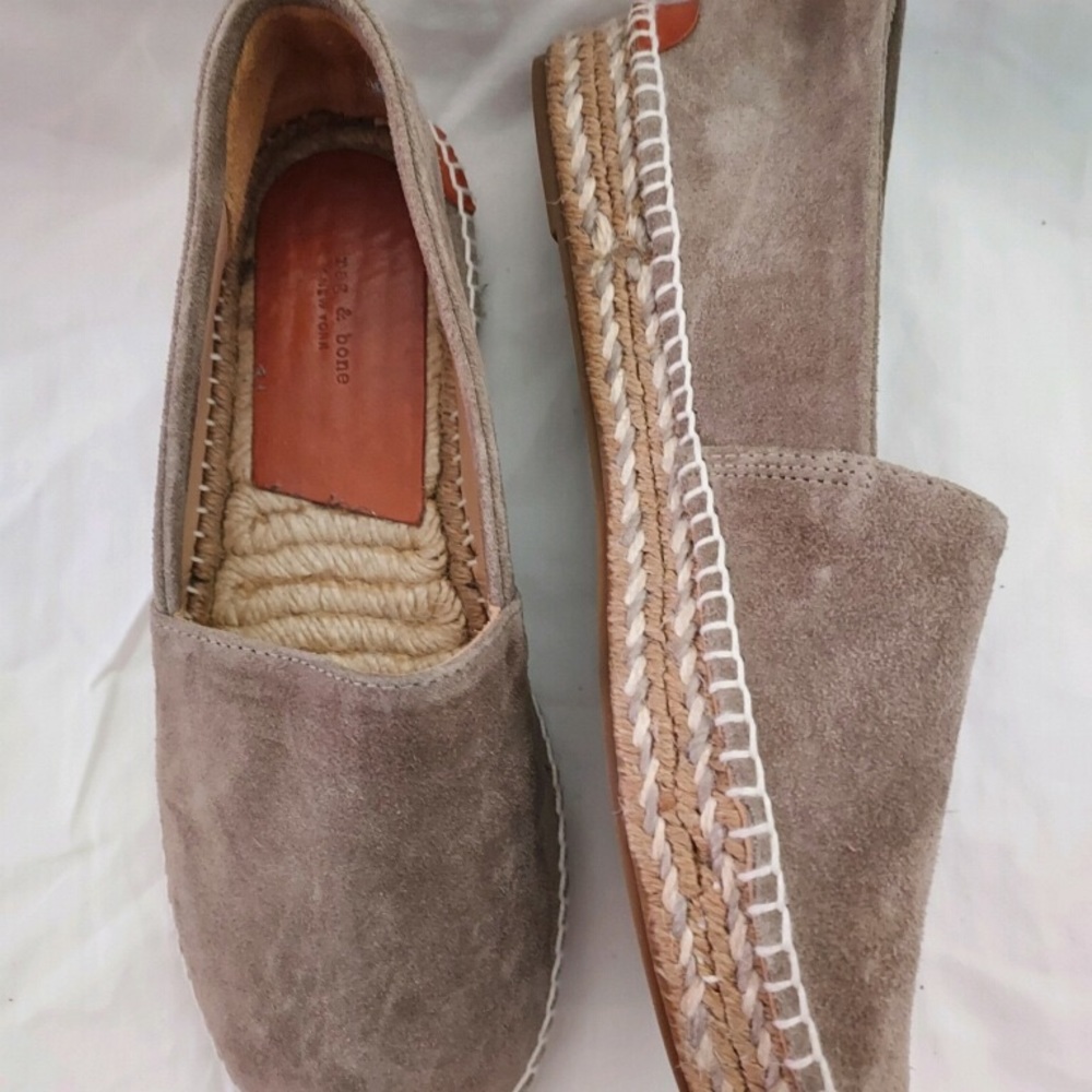 Rag and Bone, suede toe slip-in’s, detailed stitching, size 6.